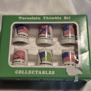 Porcelain Thimble Set with Flag Designs